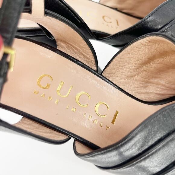 Gucci Black Malaga Kid Keyla Platform Ankle Strap Open Toe Sandal Heel EU 39 - Picture 10 of 15